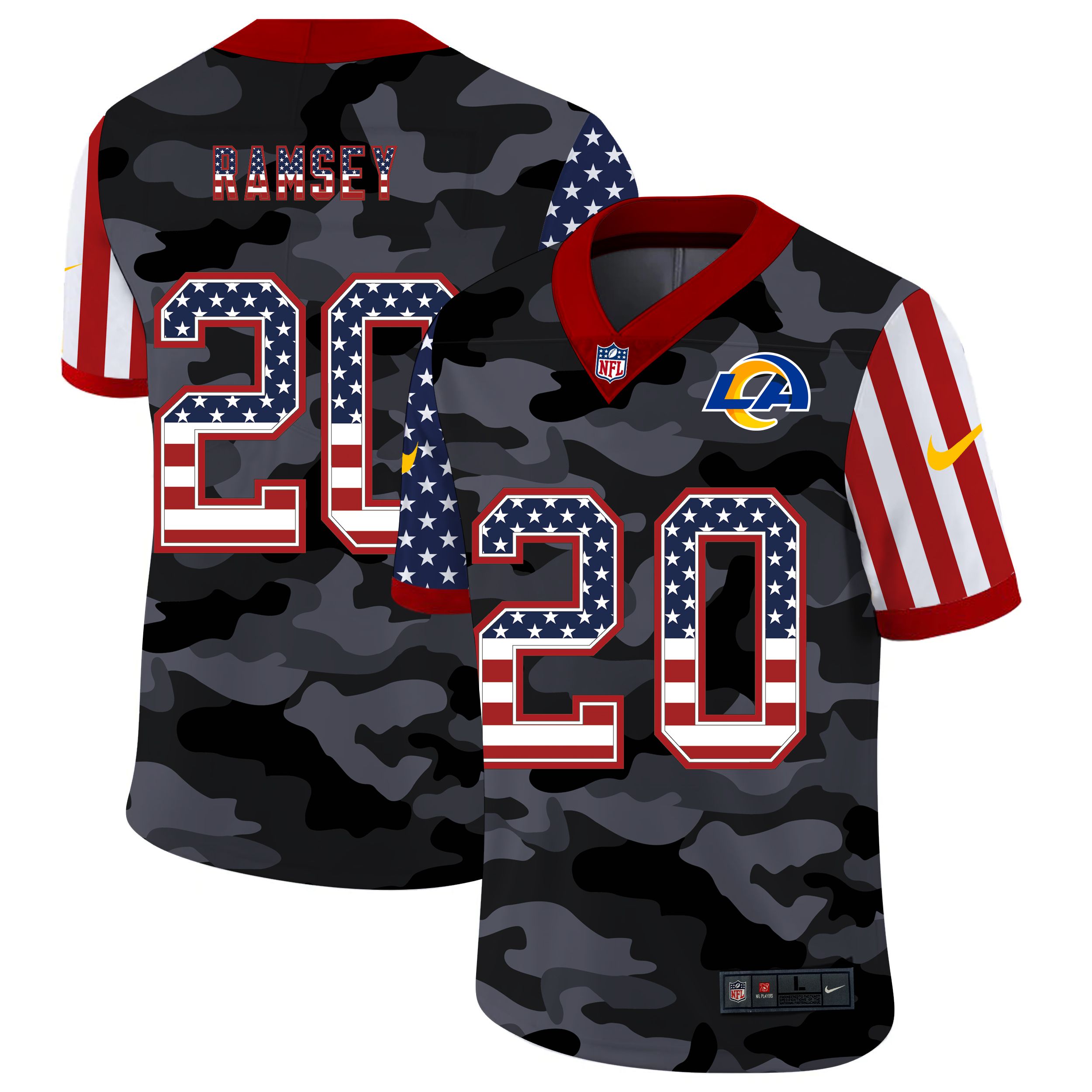 Men Los Angeles Rams #20 Ramsey 2020 Nike USA Camo Salute to Service Limited NFL Jerseys->los angeles rams->NFL Jersey